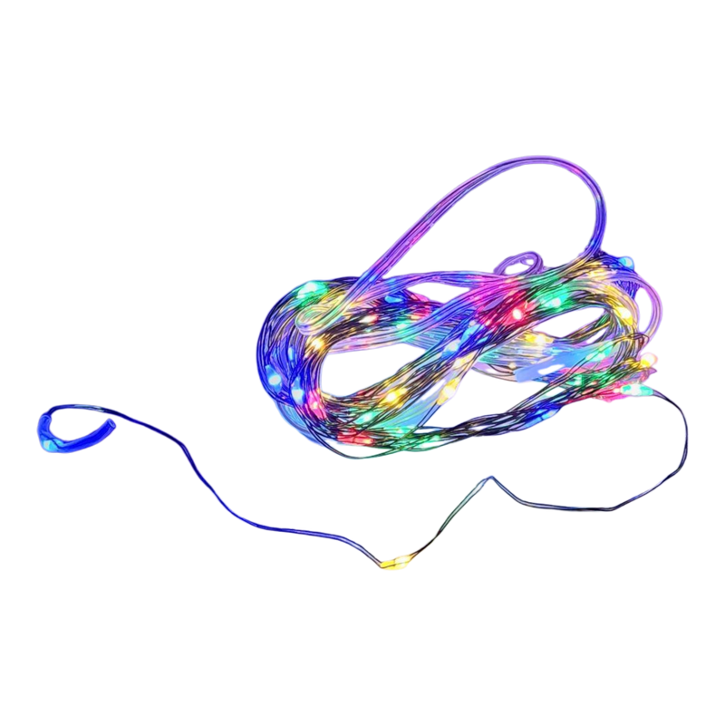 50-Light Battery-Operated Multicolored LED Green Wire Fairy Lights