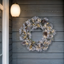 Pre-Lit Flocked Mixed Green Wreath - 30-Inch
