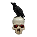 Gothic Crow on Skull Light-Up Figurine - The Watchful Sentry - Holidays >> Halloween - by Gerson