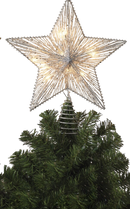 Electric Lighted Glitter & Mesh Star Tree Topper with 10 Lights, Spring Base
