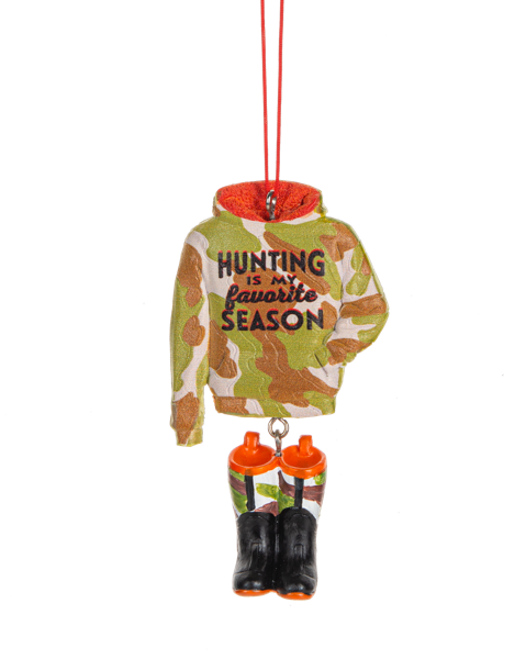 Camo Hunting Hoodie w/Boots Ornament - Hunting Is My Favorite Season