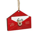 Wooden Letter to Santa Ornament -  Red