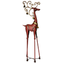 Hammered Red Metal Reindeer with Bells - Head Up
