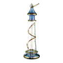 Glass Lighthouse Ornament With Gold Accent - Blue