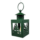 B/O Lighted Metal Holiday Lantern with LED Tealight - Green