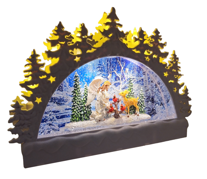 White Archangel Swirl Arch Snowglobe - 9 Inch