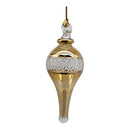 Lattice Glass With Gold Accents - Champagne Stretched Teardrop Ornament