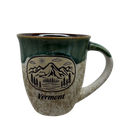 Mountain Scene Drip Glaze Mug - Green