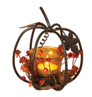 Metal Pumpkin with Glass Candle Holder
