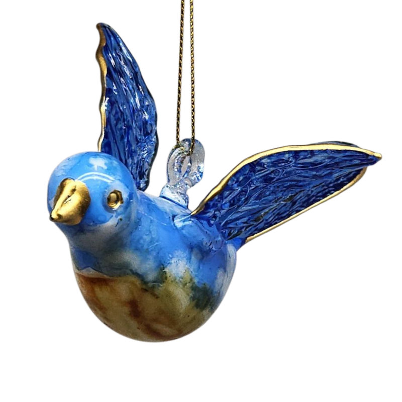 Blown Glass Bluebird - Azure Sky