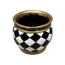 Resin Black and White Plaid Planter