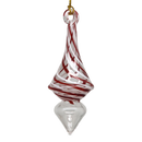 Candy Cane Stripe Blown Glass Ornament - Teardrop