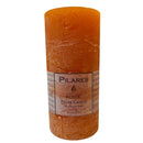Rustic Pillar Candle - 6 Inch - Deep Mandarin