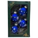 Krebs Value Glass Ball 4 pack - Snowflakes on Matte Blue - Christmas >> Ornaments >> Glass - by Christmas By Krebs