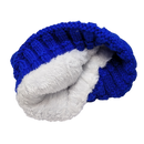 Knit Hat With Three Interchangeable Poms - Blue