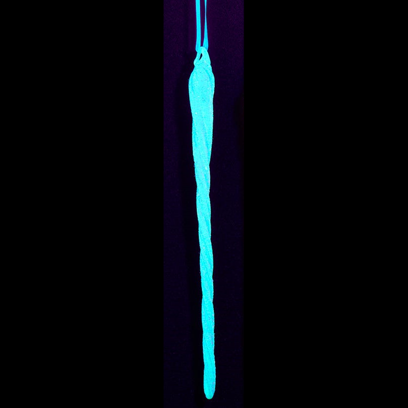 Glass Glow In The Dark Glittered Icicle Ornament -