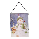 Fiber Optic Lighted Canvas Art - Woodland Snowman