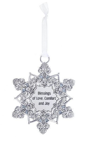 Gem Snowflake Ornament - Blessings of Love, Comfort, and Joy - The Country Christmas Loft