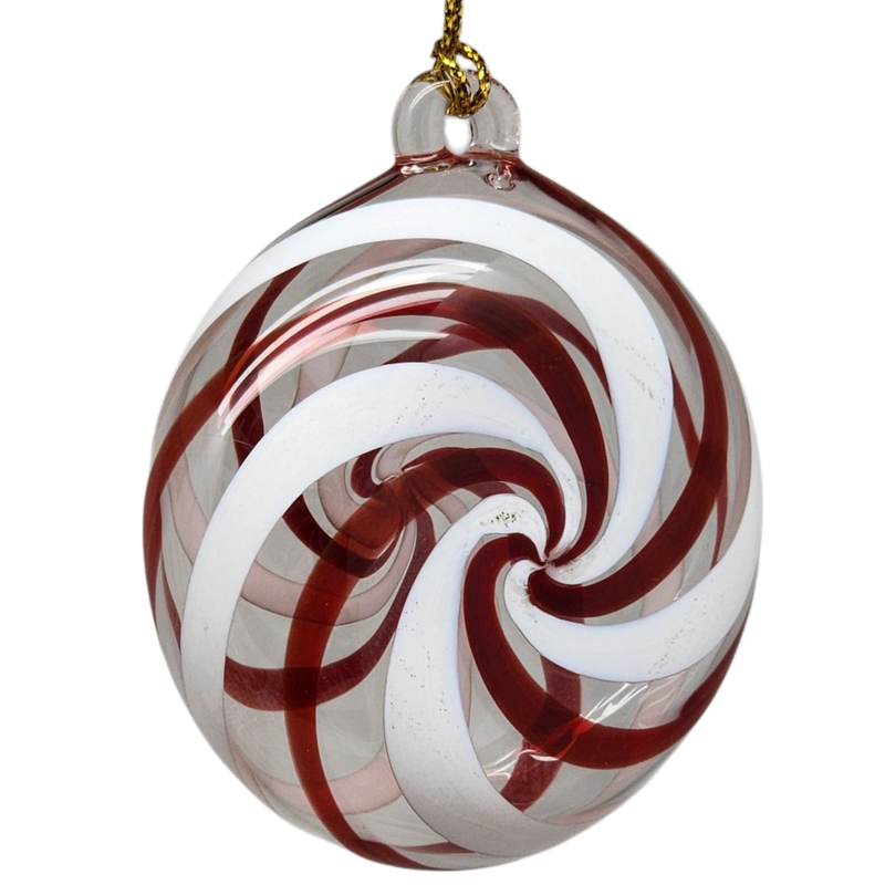 Peppermint Swirl Egyptian Glass Ornament