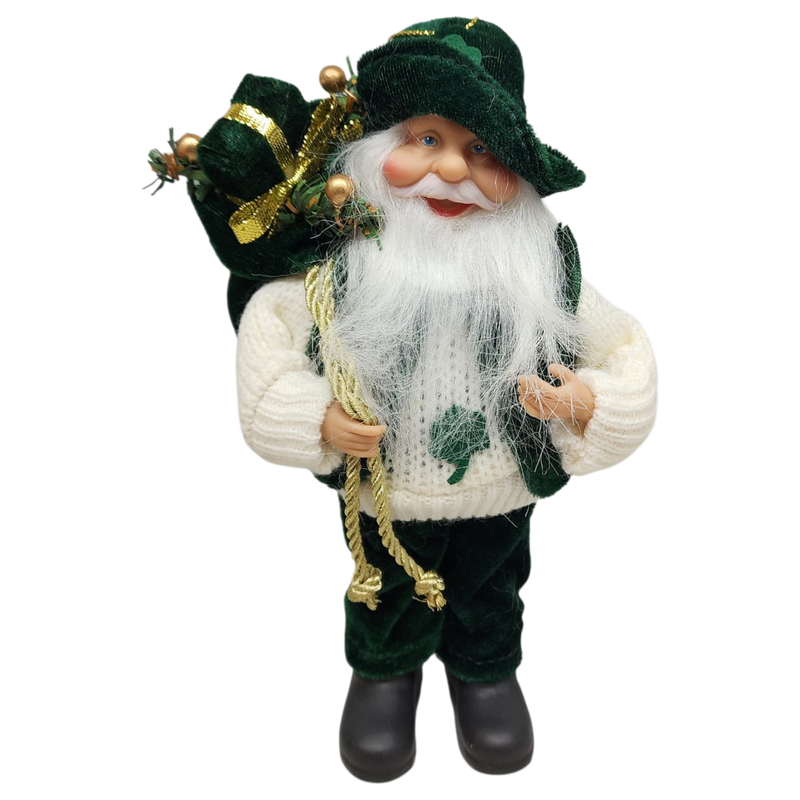 Lucky Leprechaun Santa Figurine Ornament - 9 inches