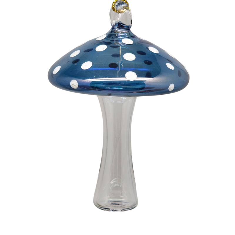 Egyptian Blown Glass Ornament - Mushroom - Blue