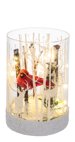 Christmas Cardinal- Light Up Glass Accent Lamp