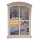 Lighted Winter Window Wall Hanging - Snowy Village Church