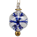 Glass Blown Pierced Ball Ornament - Blue