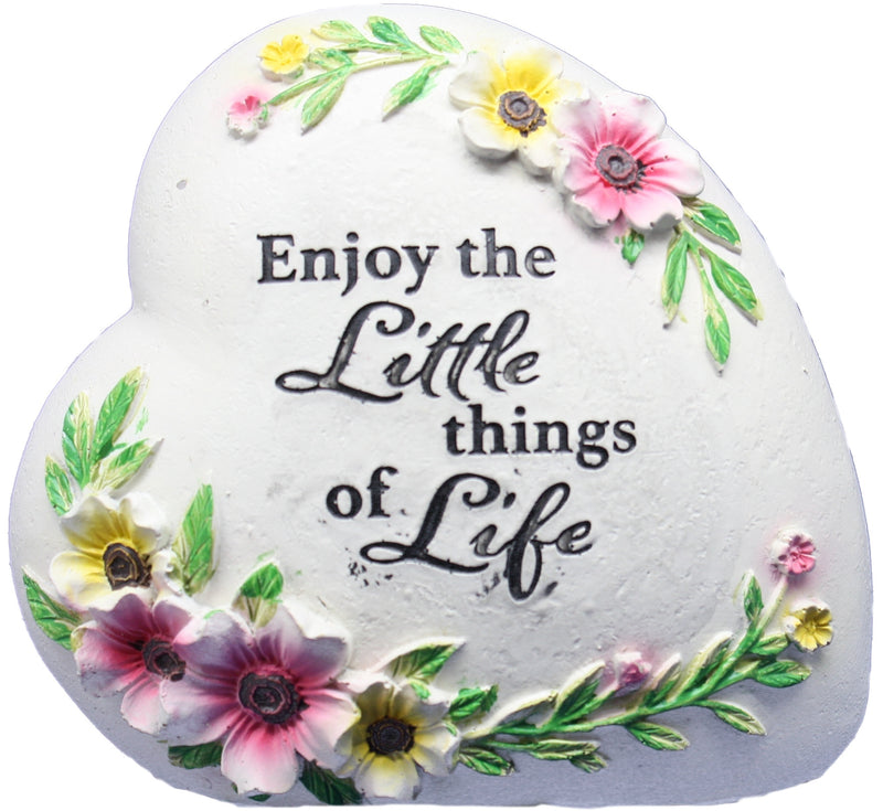 Resin Inspirational Heart Stone - Enjoy the Little things of Life - The Country Christmas Loft