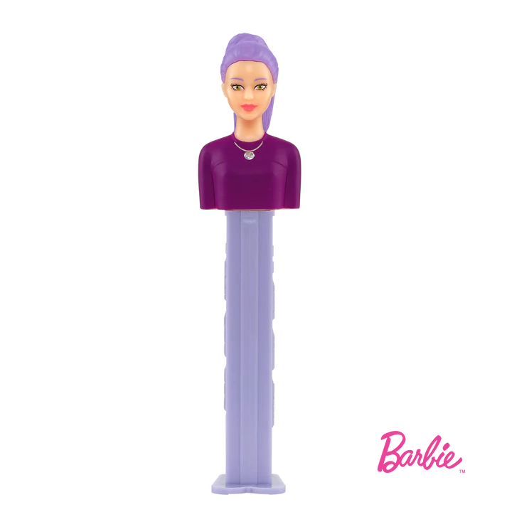 Pez Barbie Dispenser with 3 Candy rolls - Purple Hair Barbie