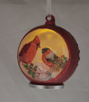 Cardinal LED Lighted Glass Ornament - 2 Birds