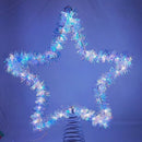 Cool White LED Silver Tinsel Star Treetop - 12 Inch