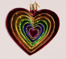 Rainbow Heart Glass Blown Ornament