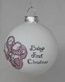 Baby's First Christmas Keepsake Glass Ornament - Pink Booties