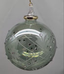 Sage Green Ball Ornament with Crystal Chatons and Gold Crown