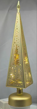 Etched Glass Tree with Star Topper LED Luminary