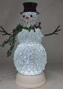 Lighted Swirl Faceted Snowman Water Globe