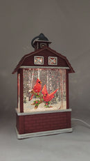 Lighted Barn Spinning Waterglobe - Cardinals