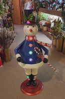 Outdoor Lighted Metal Snowman with Timer - 4 Foot Tall