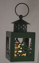 B/O Lighted Metal Holiday Lantern with LED Tealight - Red