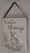 Fiber Optic Lighted Canvas Art - Winter Blessing Deer