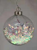 Lighted USB Clear Iridescent Glass Ball Ornament - Clear