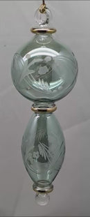 Sage Green Stacked Sphere Ornament with Etched Design