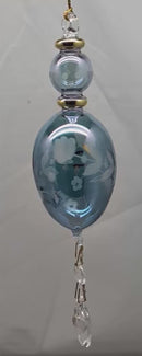 Heron Blue Elongated Perfume Bottle Ornament with Crystal Dangles