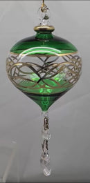 Emerald Splendor Diamond Top Ornament with Crystal Dangles