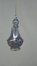 Smoky Blue Genie's Wish Lamp with Ornate Gold Filigree