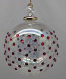 Crystal Clear Ball Ornament with Ruby Red Chatons and Gold Crown