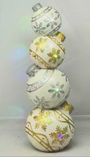 Lighted Silver and Gold Ornament Stack - 15 Inch