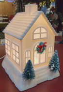 Lighted Swirl House with Trees & Wreath