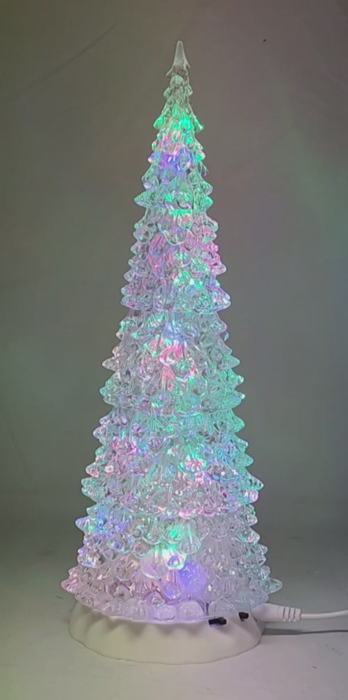 LEMAX Albero Luminoso Di Cristallo Piccolo - Luce LED Colorata Variabile, Set Da 4, Per Villaggi E Decorazioni Natalizie